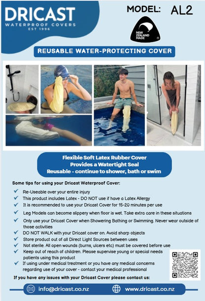 Waterproof Cast Cover for Adult Leg - Size 2 (AL2)