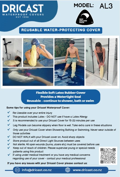 Waterproof Cast Cover for Adult Leg - Size 3 (AL3)