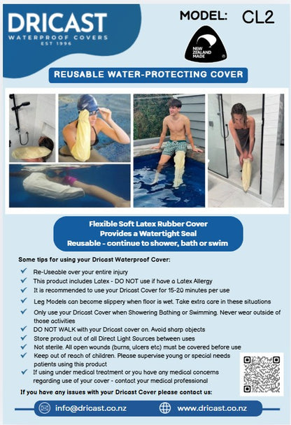 Waterproof Cast Cover for Child Leg - Size 2 (CL2)